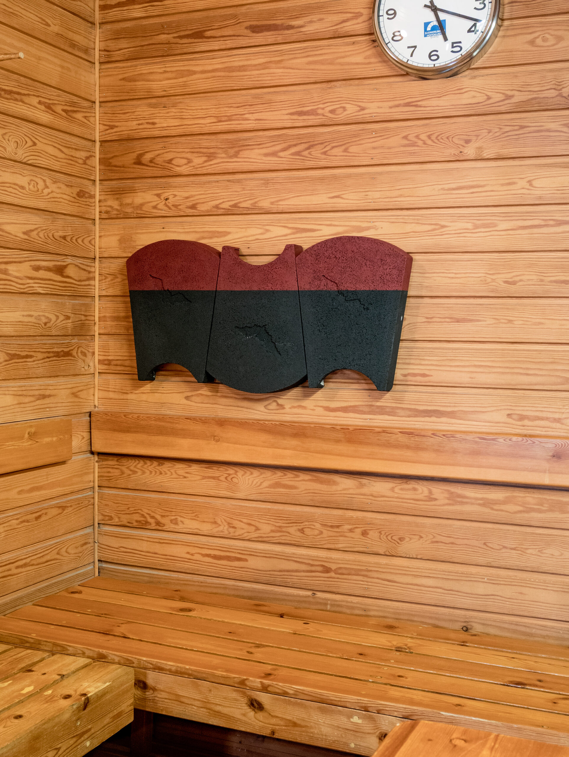 fig02 – Clemens Tschurtschenthaler; Songs At Lovers’ Pond; 2026; wood concrete bat boxes, paint; Yellow Sauna, Suomenlinna Finland